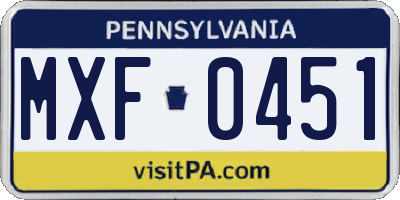 PA license plate MXF0451