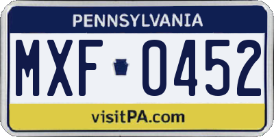 PA license plate MXF0452