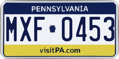 PA license plate MXF0453