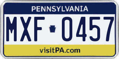 PA license plate MXF0457