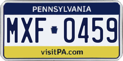 PA license plate MXF0459