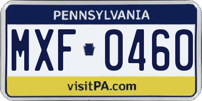 PA license plate MXF0460