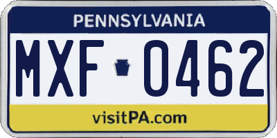 PA license plate MXF0462