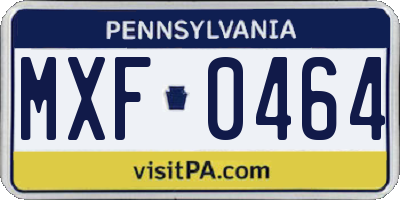 PA license plate MXF0464