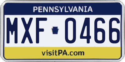 PA license plate MXF0466