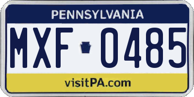 PA license plate MXF0485