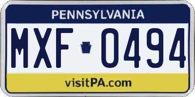 PA license plate MXF0494