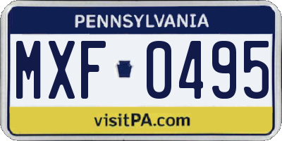 PA license plate MXF0495