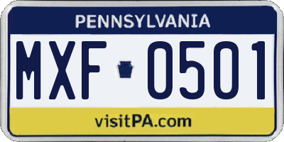 PA license plate MXF0501