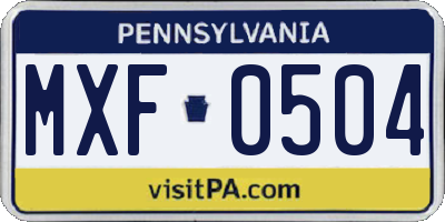 PA license plate MXF0504