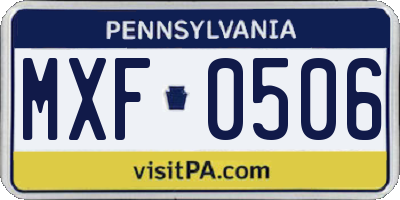 PA license plate MXF0506