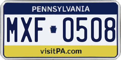 PA license plate MXF0508