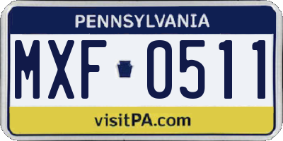 PA license plate MXF0511