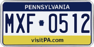 PA license plate MXF0512