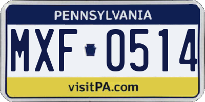 PA license plate MXF0514
