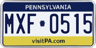 PA license plate MXF0515