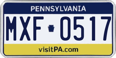 PA license plate MXF0517