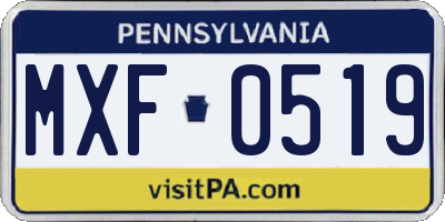 PA license plate MXF0519