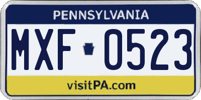 PA license plate MXF0523