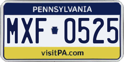 PA license plate MXF0525