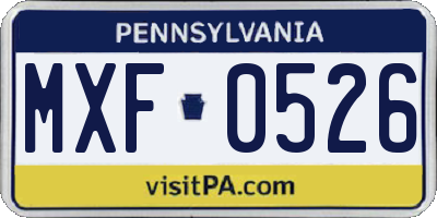 PA license plate MXF0526