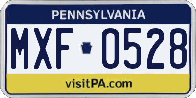 PA license plate MXF0528
