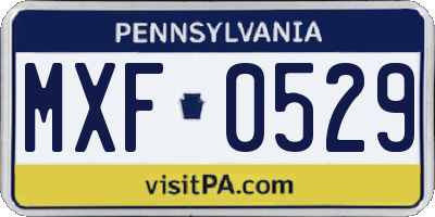 PA license plate MXF0529