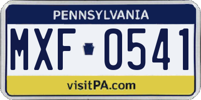 PA license plate MXF0541