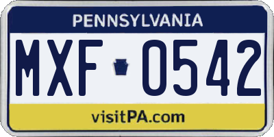 PA license plate MXF0542