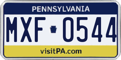 PA license plate MXF0544
