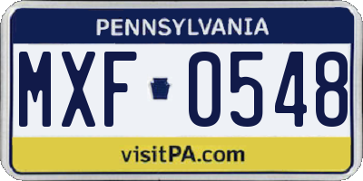 PA license plate MXF0548