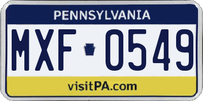 PA license plate MXF0549
