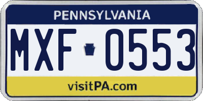 PA license plate MXF0553