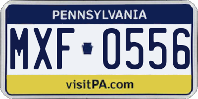 PA license plate MXF0556