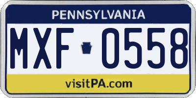 PA license plate MXF0558