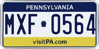 PA license plate MXF0564