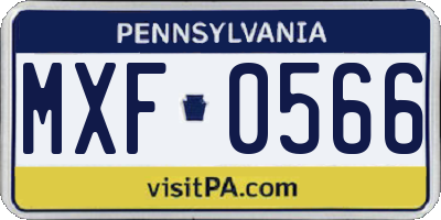 PA license plate MXF0566