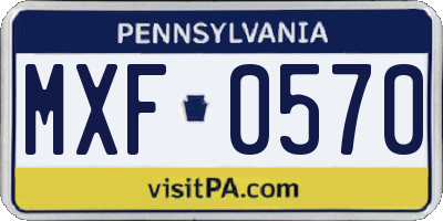 PA license plate MXF0570