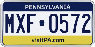 PA license plate MXF0572