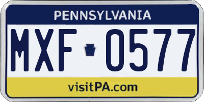 PA license plate MXF0577