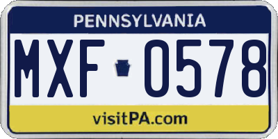 PA license plate MXF0578