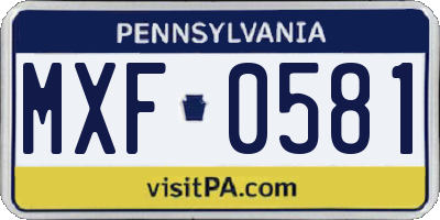 PA license plate MXF0581