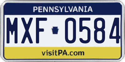 PA license plate MXF0584