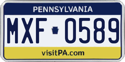 PA license plate MXF0589
