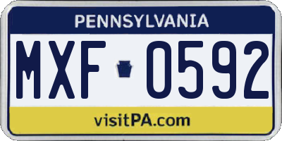 PA license plate MXF0592