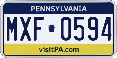 PA license plate MXF0594