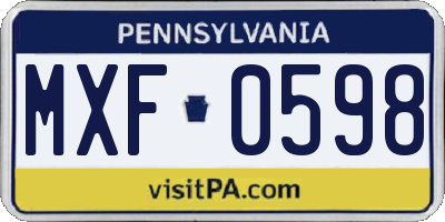 PA license plate MXF0598
