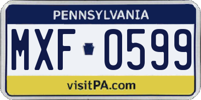PA license plate MXF0599