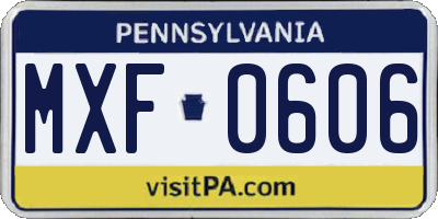 PA license plate MXF0606