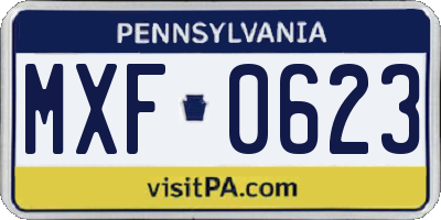 PA license plate MXF0623